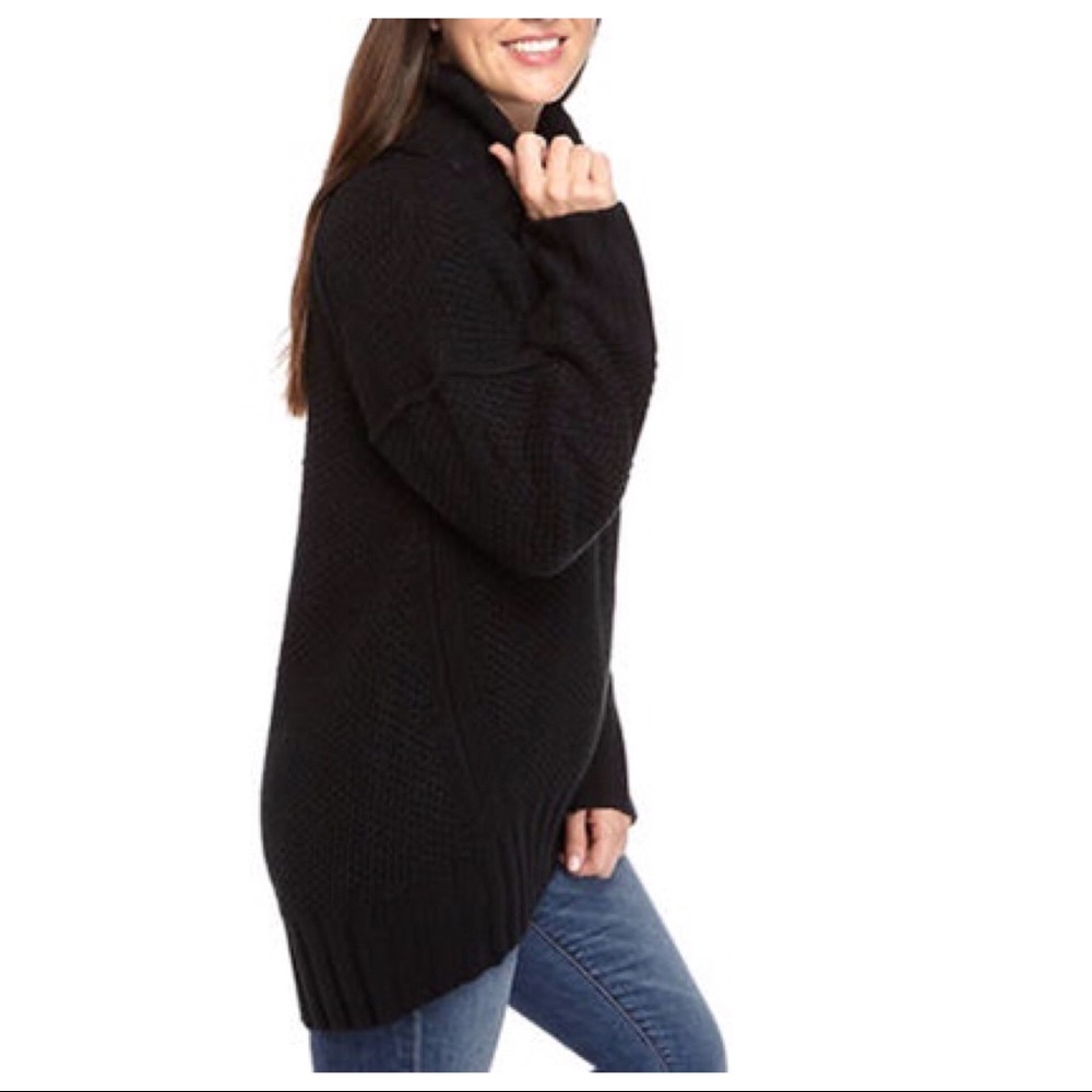 BLACK TURTLENECK SWEATER COZY KNIT OVERSIZED COWL NECK PULLOVER TUNIC A2C - Picture 7 of 11